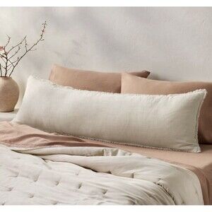 Lumbar Heavyweight Linen Blend Throw Pillow Natural - Casaluna NEW